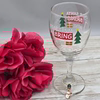 Image 1 of Snowman with Broom Wine Glass Charm 