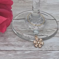 Image 2 of Gold Snowflake Wine Glass Charm 