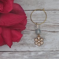 Image 3 of Gold Snowflake Wine Glass Charm 