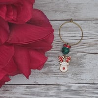 Image 2 of White Reindeer Wine Glass Charm 