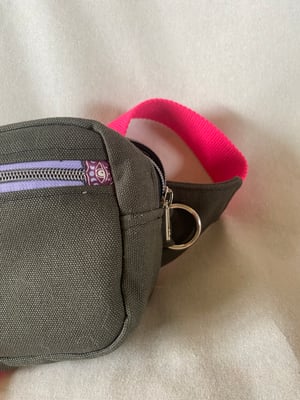 Image of Dark Olive fanny pack with with Vampire patch