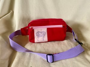 Image of Bright Red fanny pack with Vampire patch