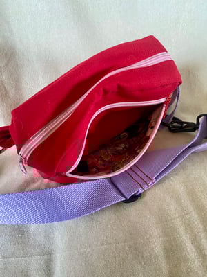 Image of Bright Red fanny pack with Vampire patch