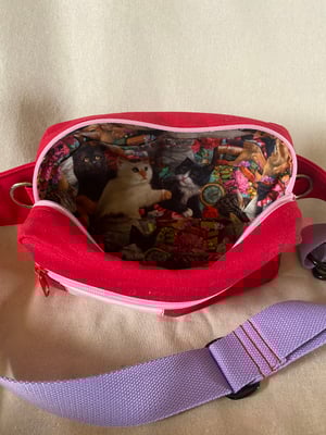 Image of Bright Red fanny pack with Vampire patch