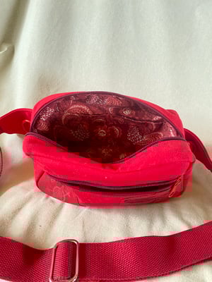 Image of Bright Red fanny pack with Mushroom and Esoteric Eye patches