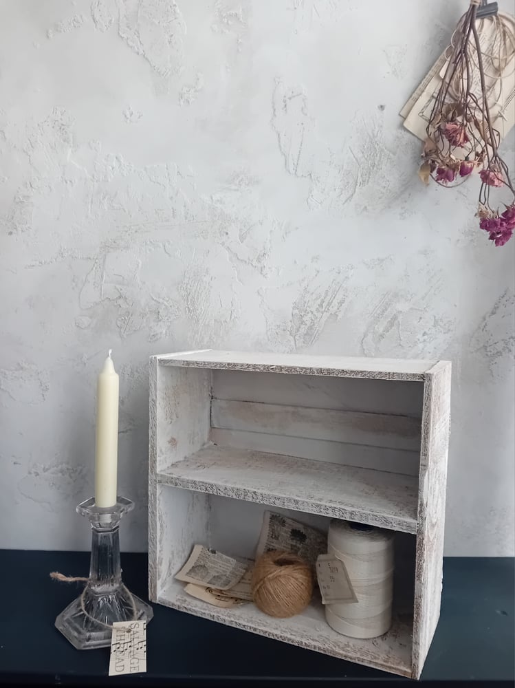 Image of Handmade Rough Sawn Timber Painted White Shelf Box Distressed Display Cubby