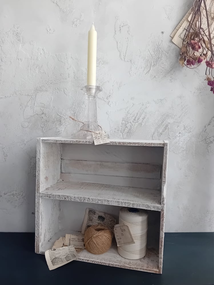Image of Handmade Rough Sawn Timber Painted White Shelf Box Distressed Display Cubby