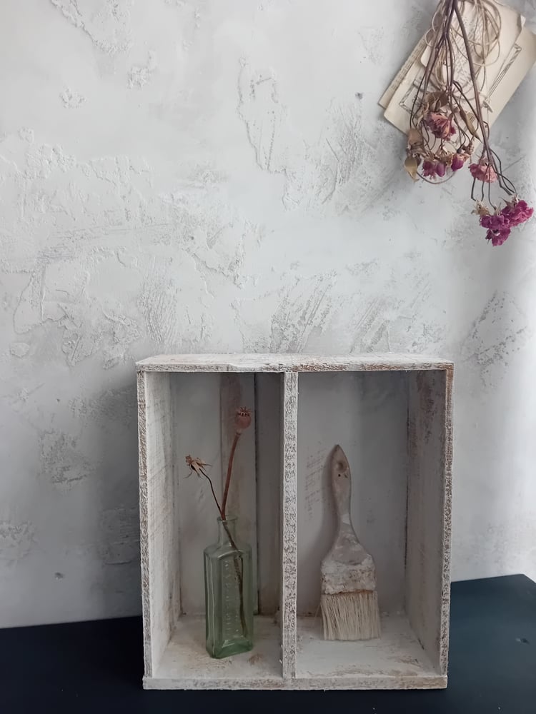 Image of Handmade Rough Sawn Timber Painted White Shelf Box Distressed Display Cubby