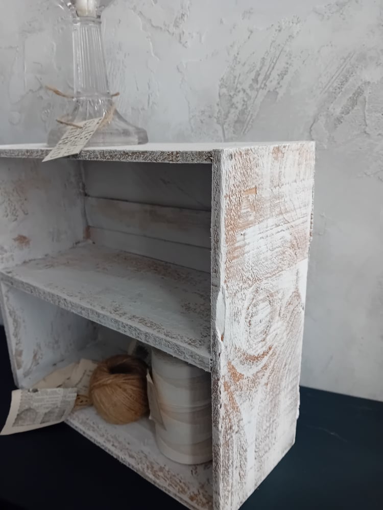 Image of Handmade Rough Sawn Timber Painted White Shelf Box Distressed Display Cubby