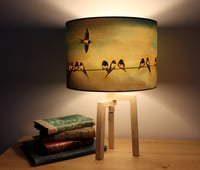 Image 1 of 'Swallows' Drum Lampshade by Lily Greenwood (30cm, Table Lamp or Ceiling)