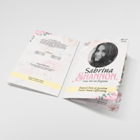 Image 4 of 4 Page Funeral Program Template | Floral White and Pink 11x17 | Fully Editable Canva