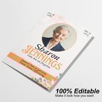Image 2 of 4 Page Funeral Program Template | Floral White and Pink 11x17 | Fully Editable Canva