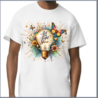 Image 2 of Let Your Light Shine Tee - Adult Blue and White Tiedye Beautiful Inspirational T-shirt 
