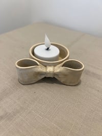 Handcrafted Ceramic Bow Tealight Holder Neutral Color