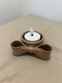 Handcrafted Ceramic Bow Tealight Holder Brown Color