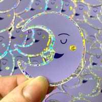 Image 2 of Lot stickers pailletés et holographiques - Lune, Oiseau, Tulipe et Soleil