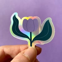 Image 4 of Lot stickers pailletés et holographiques - Lune, Oiseau, Tulipe et Soleil