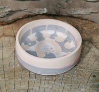Image 1 of  Medium bowl. Cream and grey with a dash of pink 