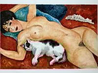 'Cat Nap' - One of the 'Bridget Time-Travelling' series of paintings