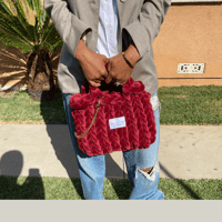 Image 3 of Wine Red Chunky Velvet Tote (Medium)