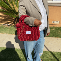 Image 4 of Wine Red Chunky Velvet Tote (Medium)