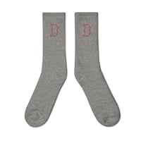 "B" Embroidered socks (Grey)
