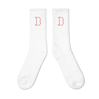 "B" Embroidered socks (White)