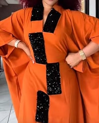Image 1 of Orange Majesty Sequin Kaftan block rectangle (with Tassels)