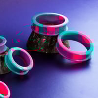 Image 2 of Thicker Silicone Tunnels - Marbled Pink & Green - Single or Pair - 4MM - 50MM - Big Sizes - Gauge 
