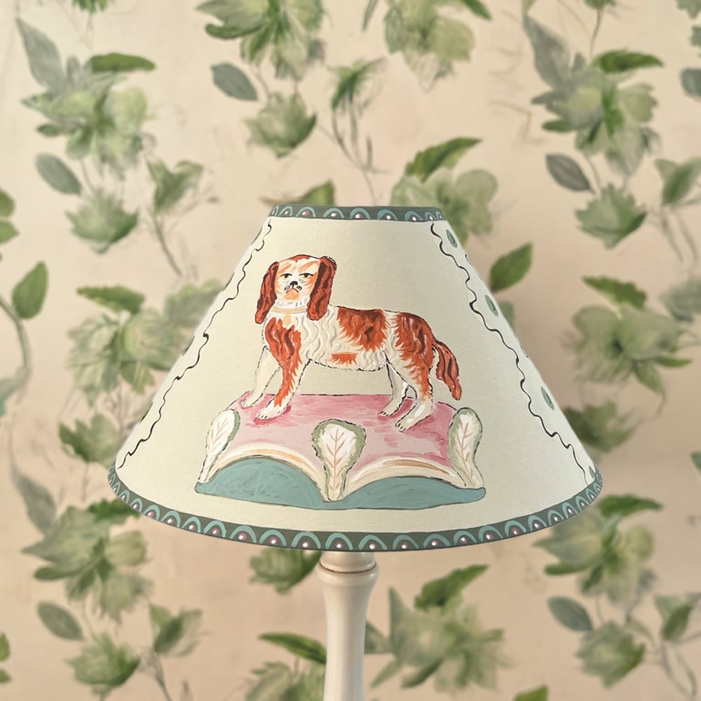 Image of "The Cecilia" - Hand Painted Fabric Shade for a Table Lamp