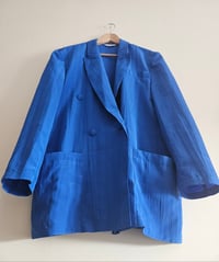 Image 1 of PRISSY VINTAGE Oversized Royal blue crinkle blazer jacket 