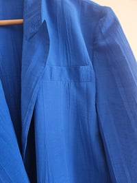 Image 3 of PRISSY VINTAGE Oversized Royal blue crinkle blazer jacket 