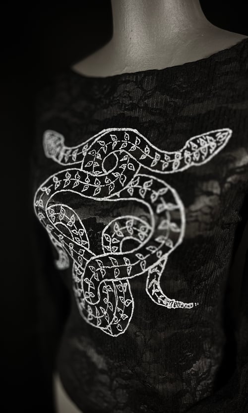 Image of OOAK SMALL BOTANICAL RATTLER LACE TOP