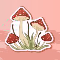 Image 1 of COTTAGECORE Mushroom Sticker, Cute Fly Amanita Foliage Decal for Journaling &amp; Water Bottle, 2"