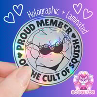 Image 1 of Celebrating Stretch Marks: Cult of Squish Sticker | Body Positivity Decal | Holographic Vinyl 2.75"