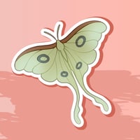 Image 1 of COTTAGECORE Luna Moth Sticker, Cute Critter Decal for Journaling &amp; Water Bottle, 2"