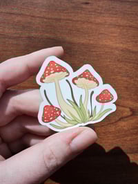 Image 2 of COTTAGECORE Mushroom Sticker, Cute Fly Amanita Foliage Decal for Journaling &amp; Water Bottle, 2"