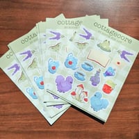 Image 3 of COTTAGECORE Sticker Sheet, Cute Cottage Animals and Objects for Journaling &amp; Planner, 6" x 4.5"