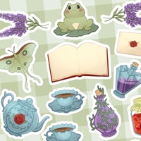 Image 4 of COTTAGECORE Sticker Sheet, Cute Cottage Animals and Objects for Journaling &amp; Planner, 6" x 4.5"