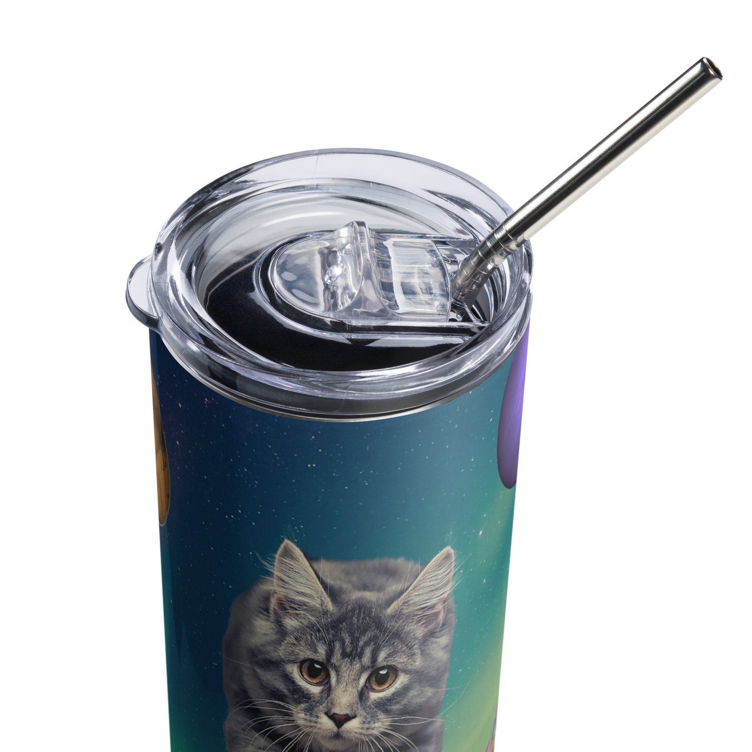 Image of Cat Flying through Space - Stainless Steel Tumbler - 20 oz