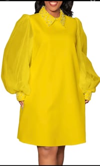 Image 4 of Long Mesh Sleeve Beaded Dress