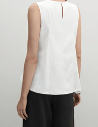 Image 2 of Sleeveless Belted Peplum Top – Crisp White