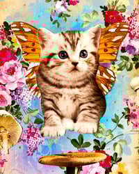 Image 2 of Butterfly Mushroom Kitty - 8x10 inch - Matte Giclee Print