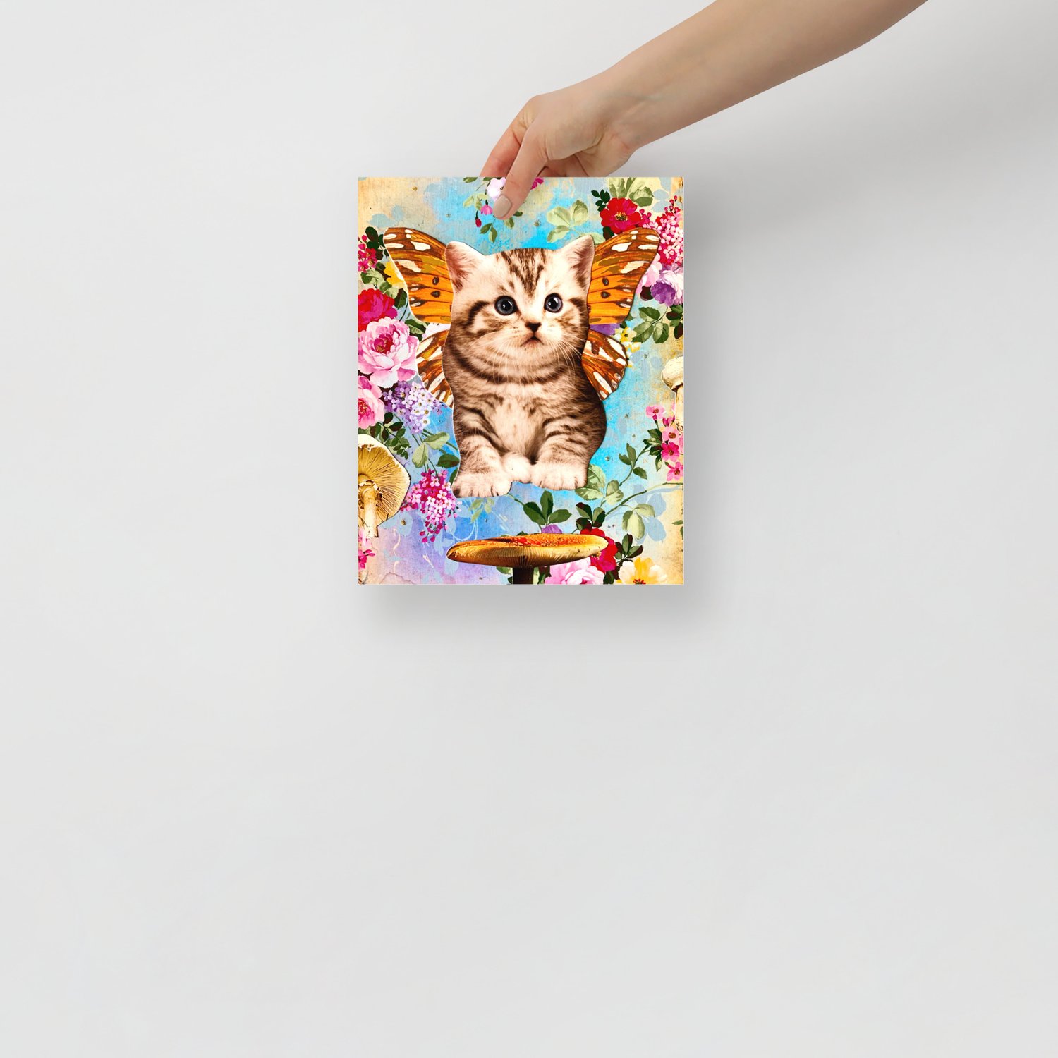 Image of Butterfly Mushroom Kitty - 8x10 inch - Matte Giclee Print