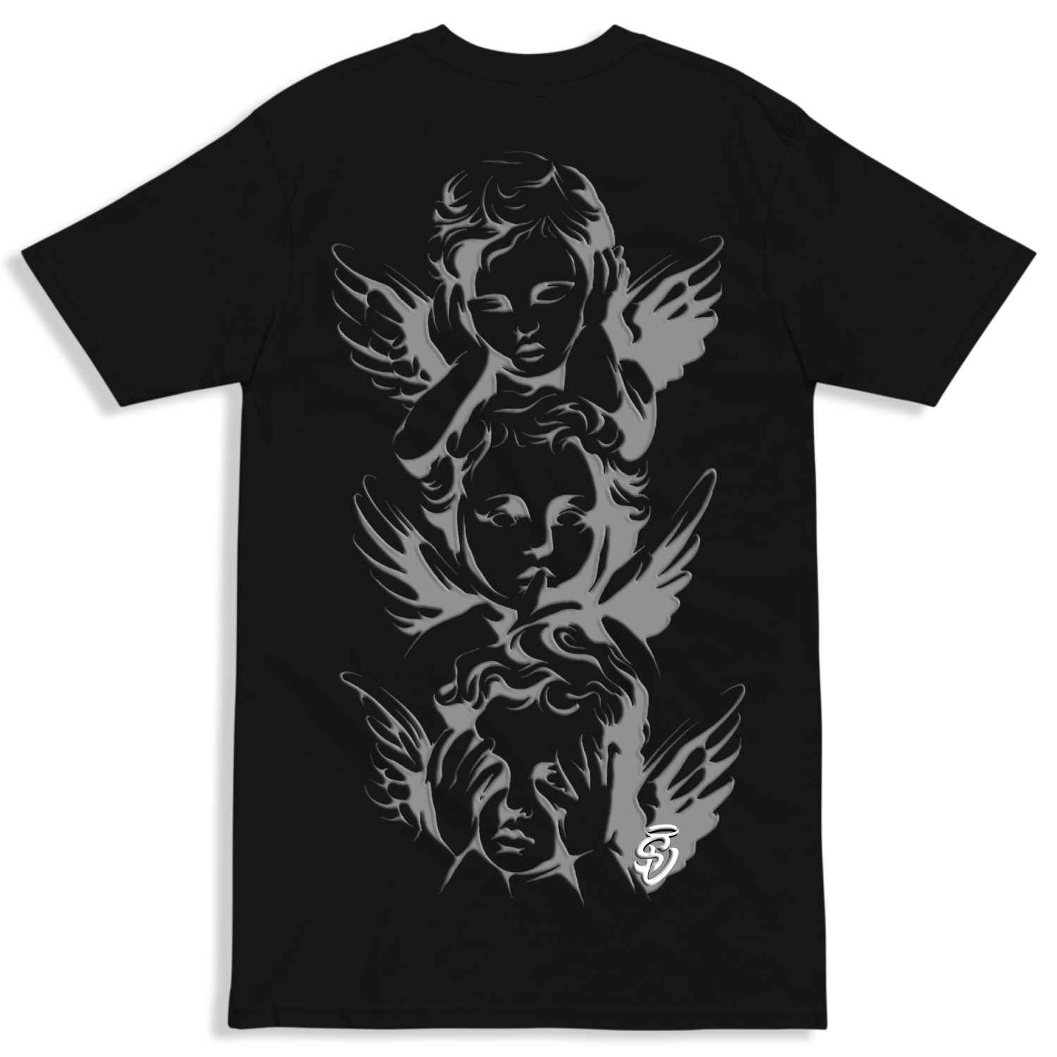 Image of STACKED ANGELS Tee - SMOKE BLACK