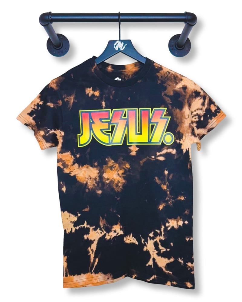 Image of Jesus. Rock Bleached Tee-Black