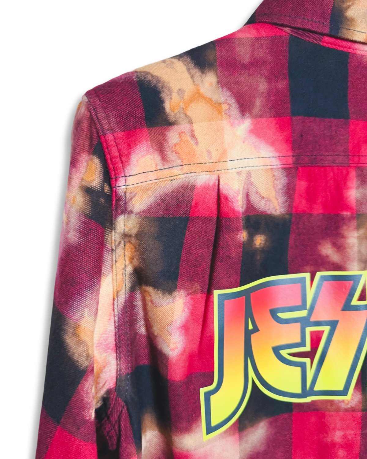 Image of Jesus. Rock Bleached Flannel-Red/Black