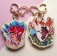 Image 1 of Viktor and Jayce Unmasked Multilayer Wooden Keychain