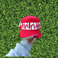 Image 1 of Red & White Groovy Snapback 