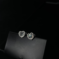 Image 5 of S925 Labradorite Heart Earrings